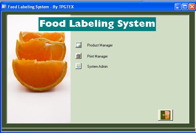 Food Label Application opening screen